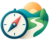Clock and countryside with sunset
